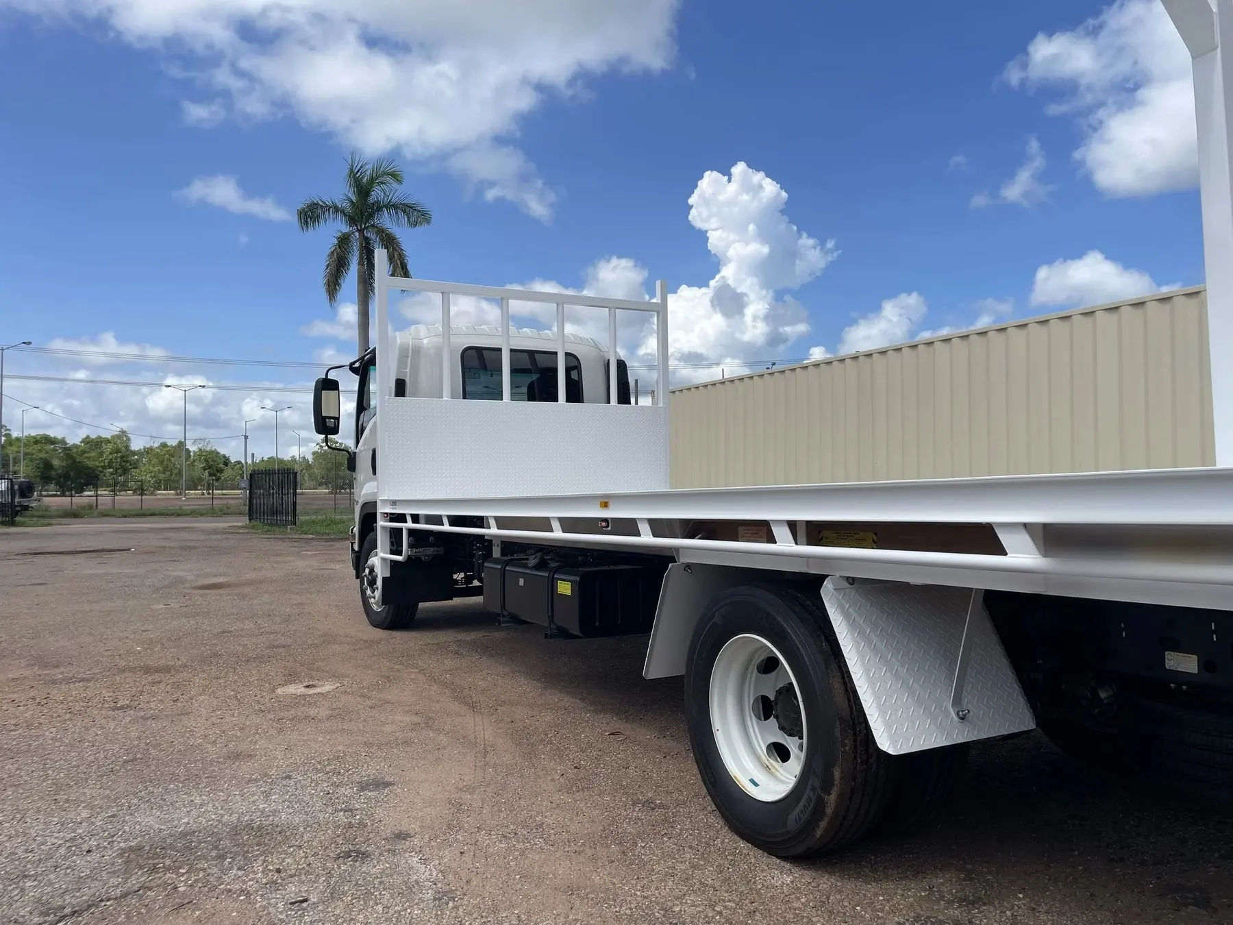 Custom white truck tray built by Budko Engineering